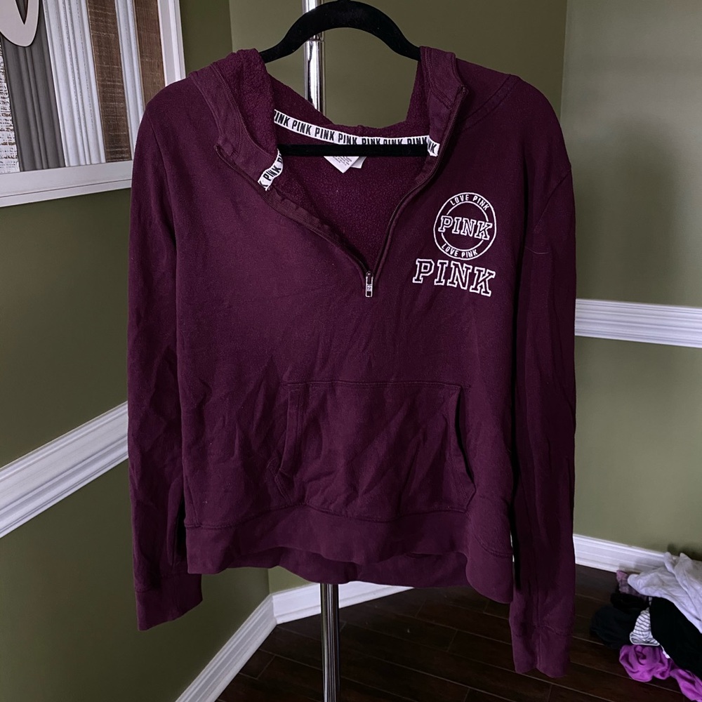 PINK maroon quarter zip sweatshirt